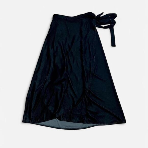 GAP Soft Black Velvet Gothic Witchy Multi-Style Adjustable Maxi Wrap Skirt M/S - Picture 1 of 7